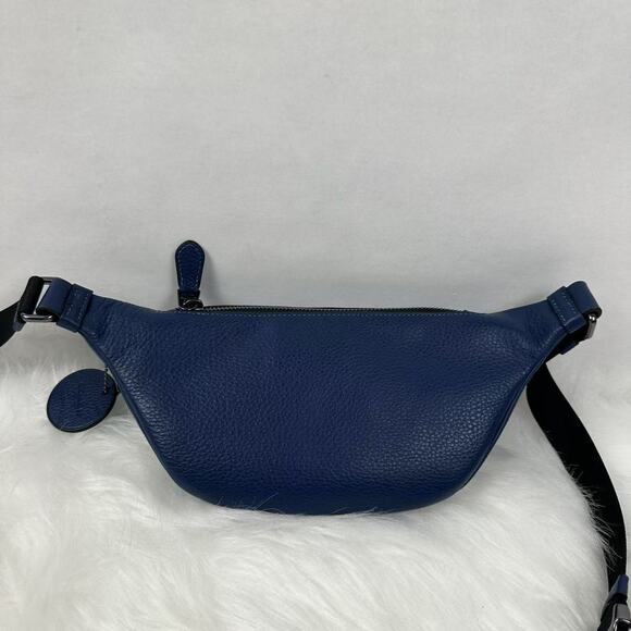 Coach Warren Mini Belt Bag With Baseball Print In Leather/Deep blue CAX43 NWT - Picture 2 of 8